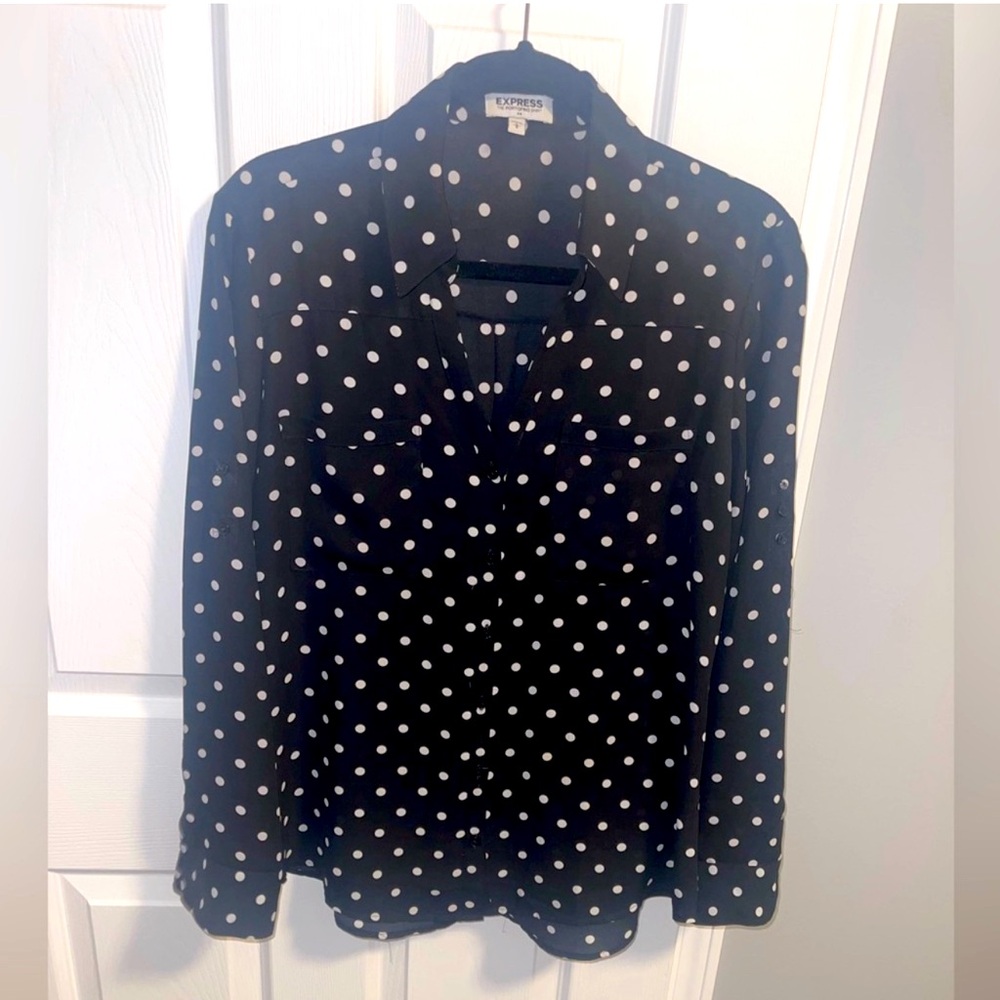 Express portofino polka dot blouse